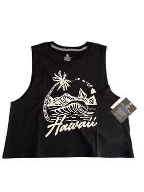 Volcom Palmy Storm Crop Muscle Tank Tee in Black